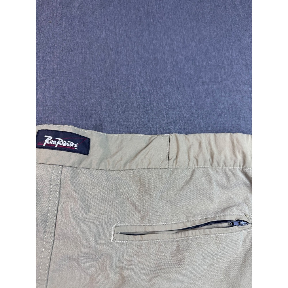 Rau Riders‎ Men's Khaki Nylon Cargo Pants Elastic Waist Zip Pocket Size L